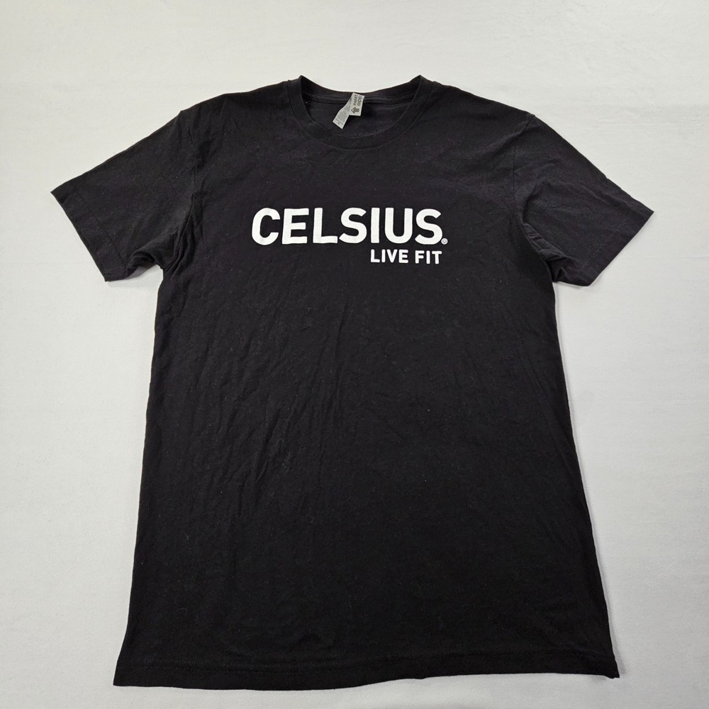 Celsius Live Fit Black Short Sleeve Cotton Blend T-Shirt Men's M